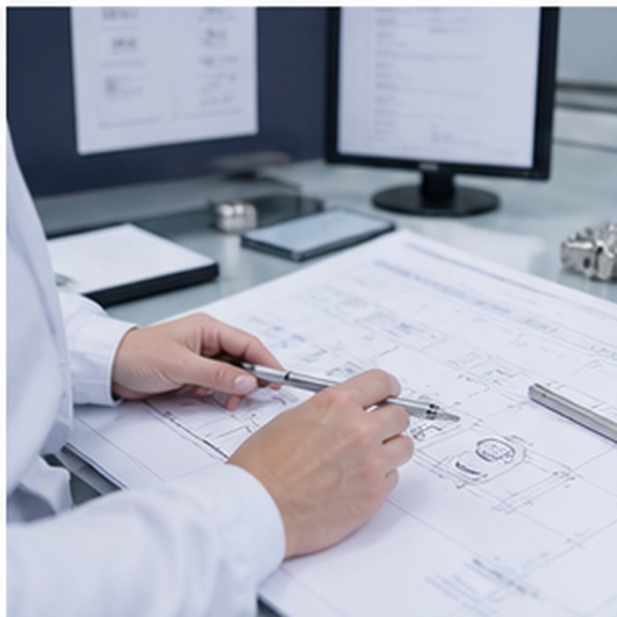 Engineer reviewing a component drawing
